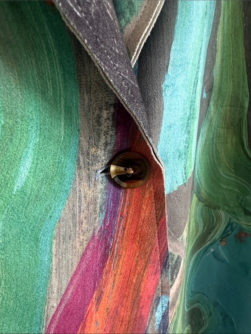 Colorwash Abstract Blazer Jacket - Claire Desjardins- Teal, Green & Coral - Picture 5 of 16